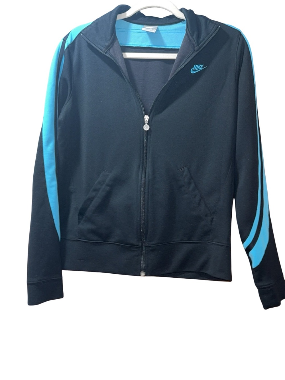 Nike Kids Black and Aqua Full-Zip Athletic Jacket